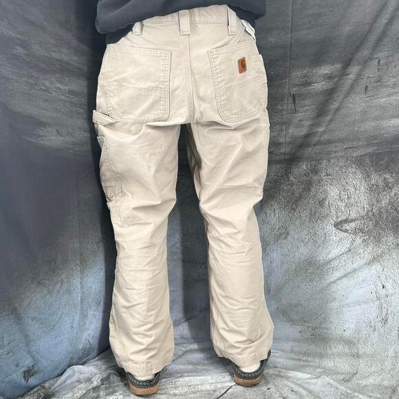 Y2K Carhartt Cream canvas Carpenter pants baggy fit men’s size 32 x 30 - Picture 4 of 8